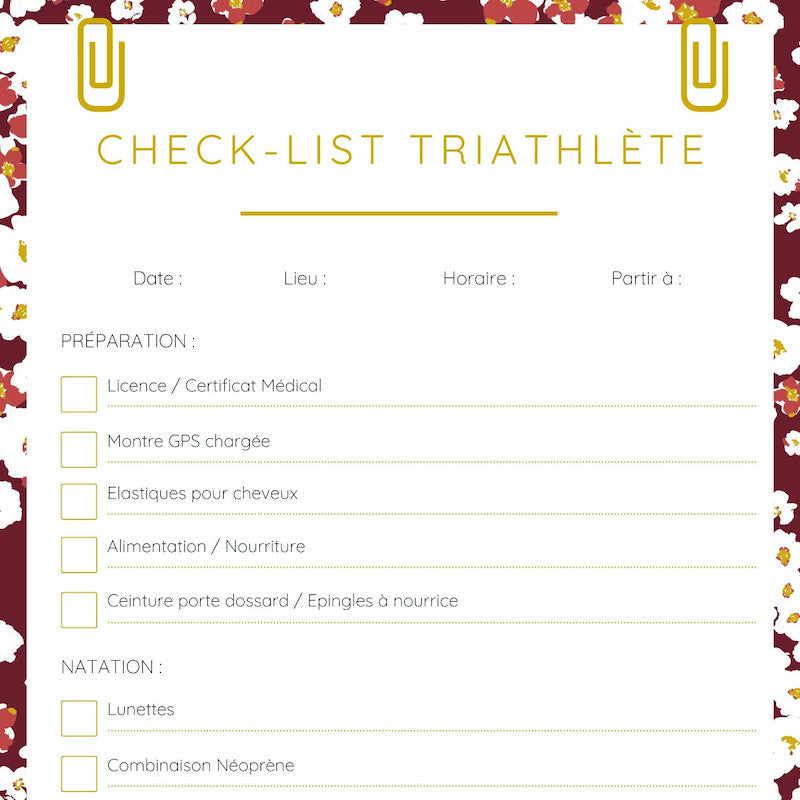 CHECK-LIST TRIATHLON EN COMPETITION