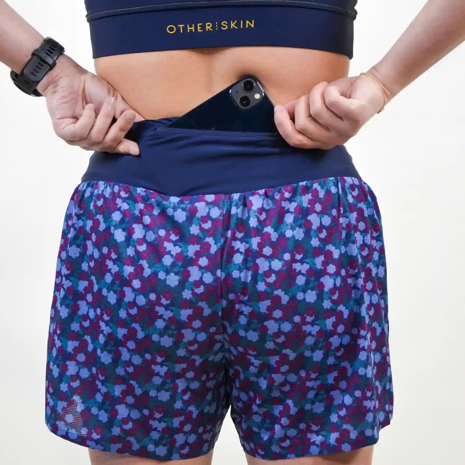 SHORT RUNNING FEMME BLEU FLORAL