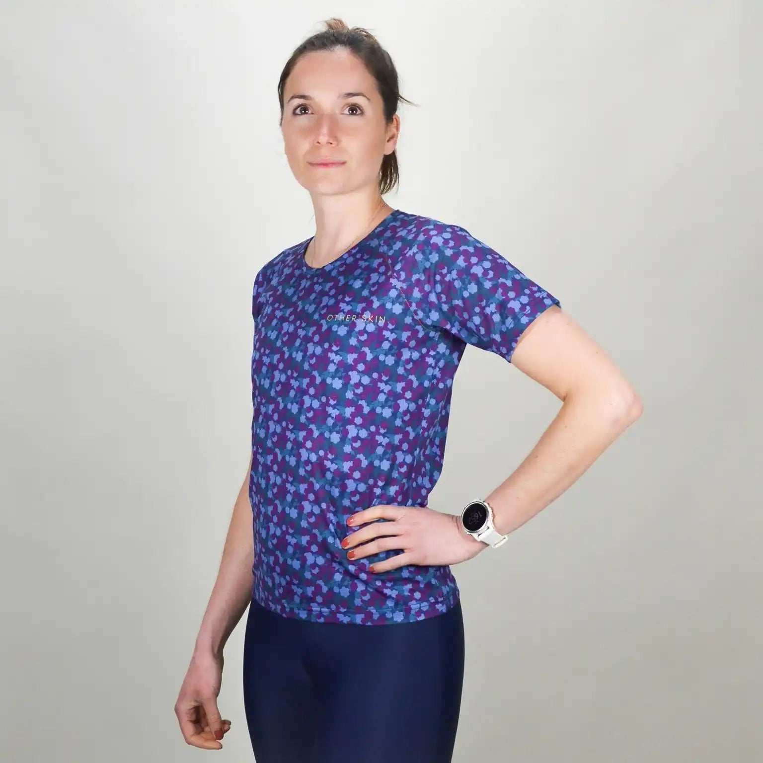 TEE-SHIRT MULTISPORT FEMME BLEU FLORAL