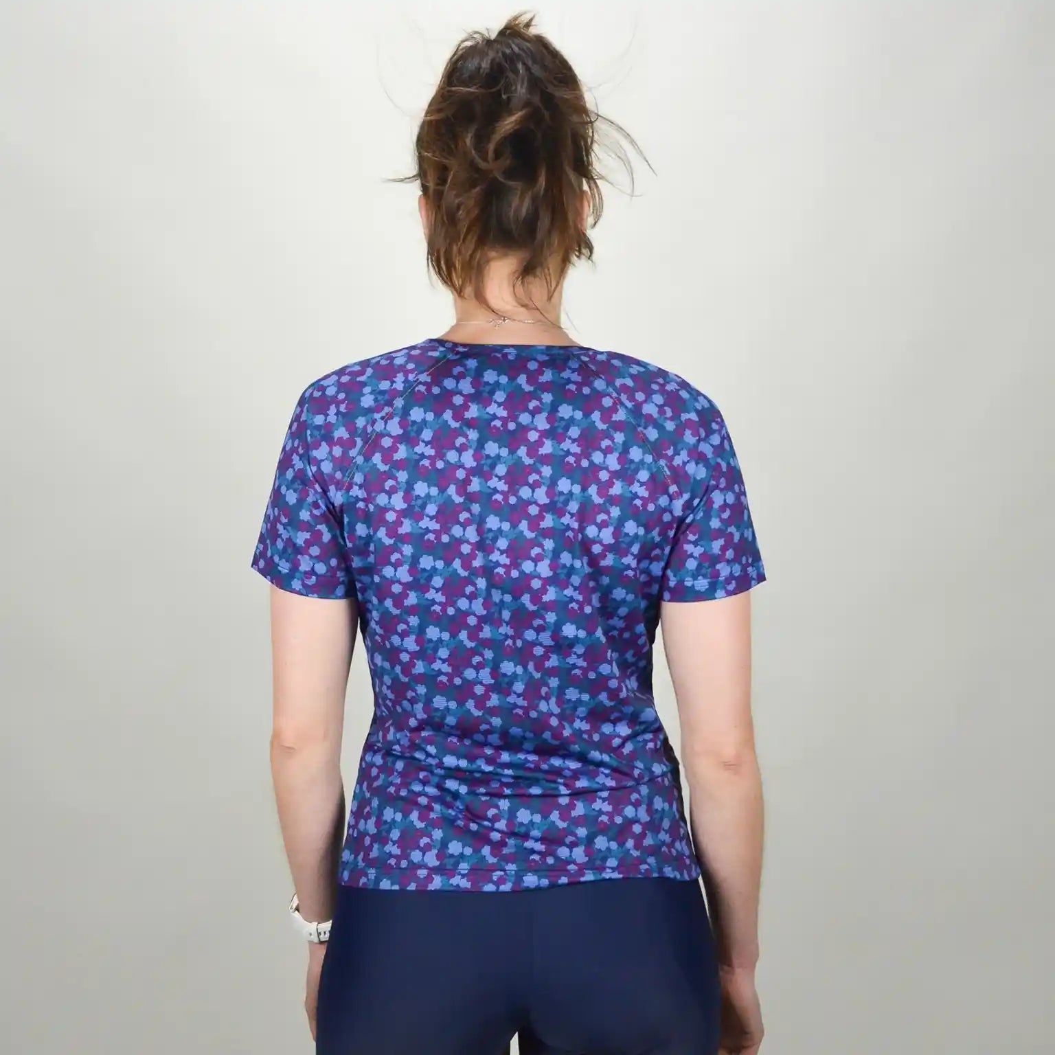 TEE-SHIRT MULTISPORT FEMME BLEU FLORAL